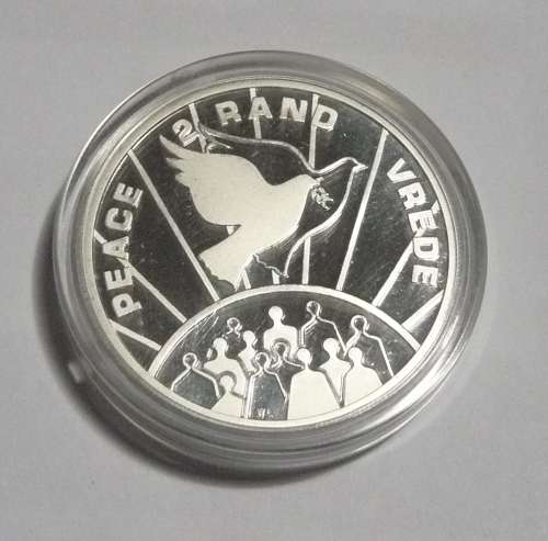 ## 1993 Silver Proof R2 Peace Coin in SA Mint Box ##