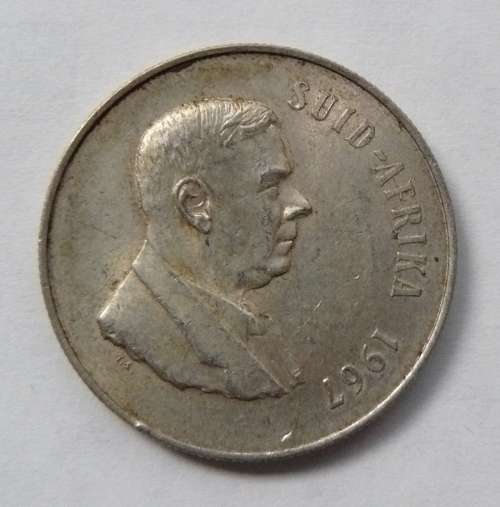 ** 1967 Afrikaans SILVER R1 **  Verwoerd head on the Obverse - 80% SILVER