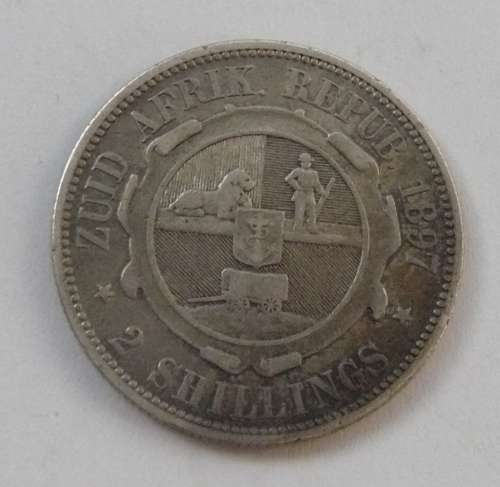 ** ZAR 1897 2 Shilling ** -  92.5% SILVER