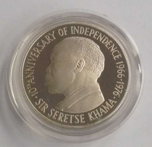 ## 1976 Proof Silver 5 Pula Coin - Botswana ##