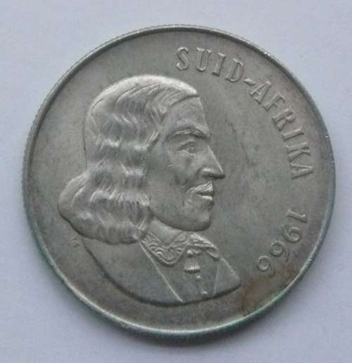 ** 1966 Afrikaans SILVER R1 **  Van Riebeeck head on the Obverse - 80% SILVER