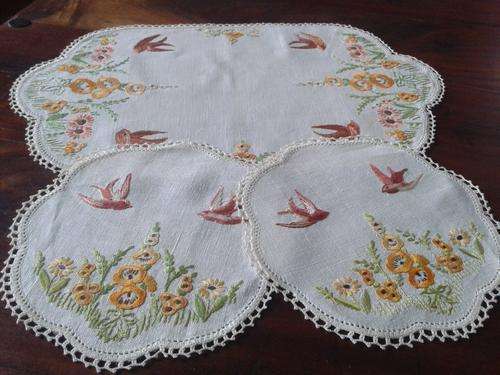 vintage hand embroidered 3 pc set