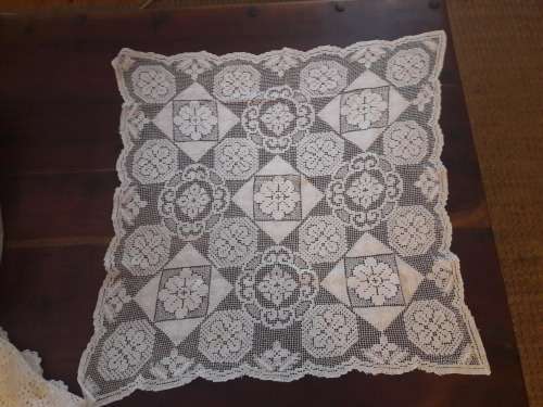 vintage hand made lace table cloth