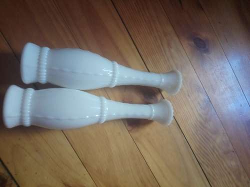 Milk glass vase large x 2