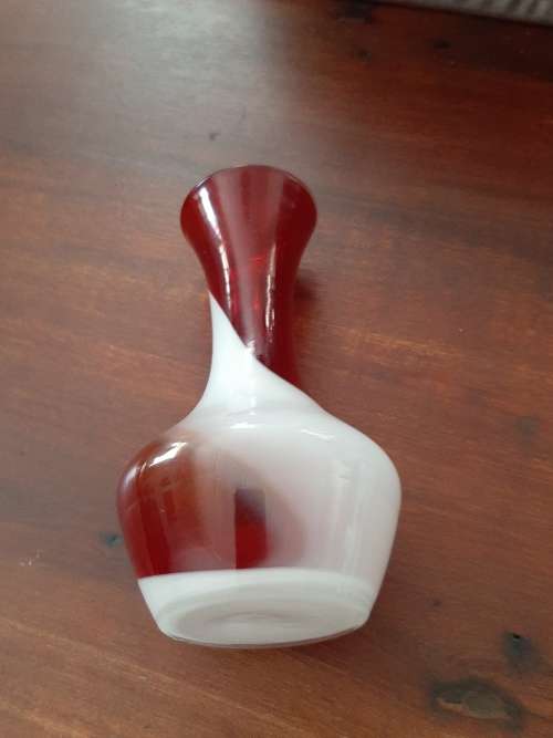 red glass vases