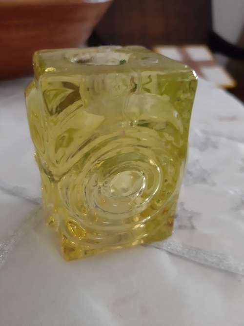 Vaseline glass candle holder