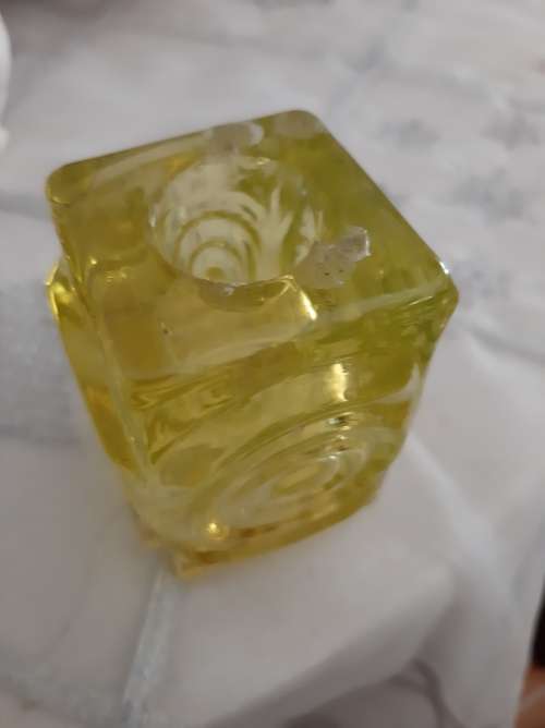 Vaseline glass candle holder