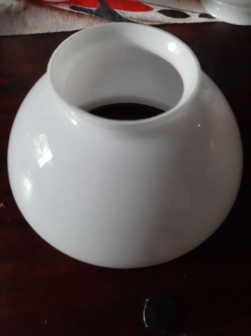 Vintage lamp shade milk glass with copper rim
