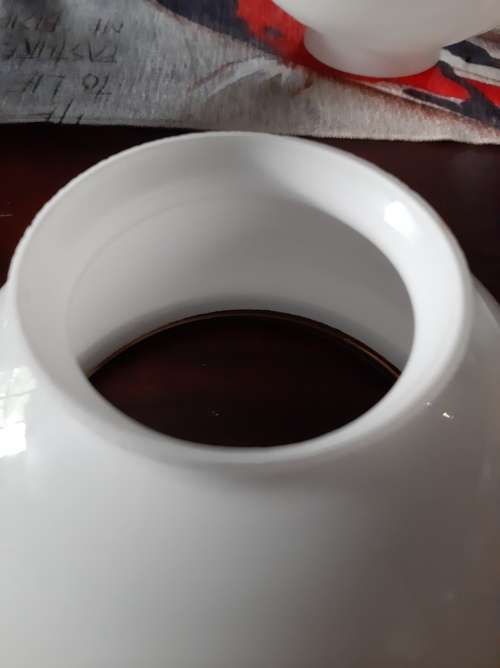 Vintage lamp shade milk glass with copper rim