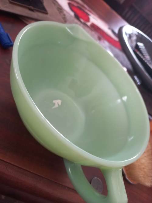 Vintage jade milk glass bowl