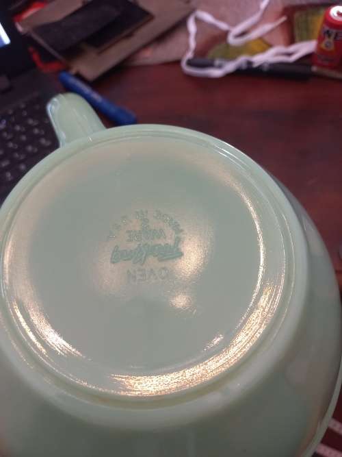 Vintage jade milk glass bowl