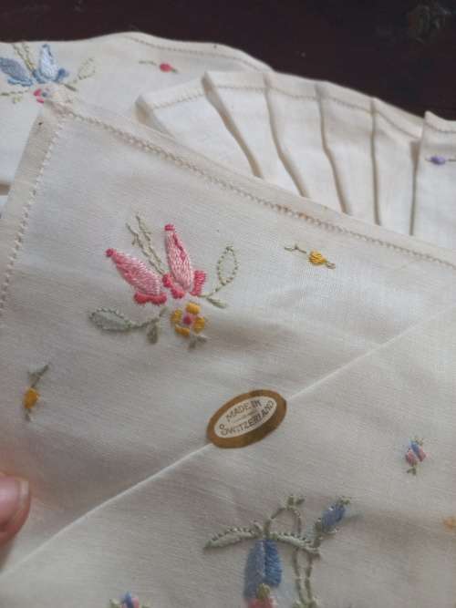 Ladies handkerchiefs 5 piece hand embroidery