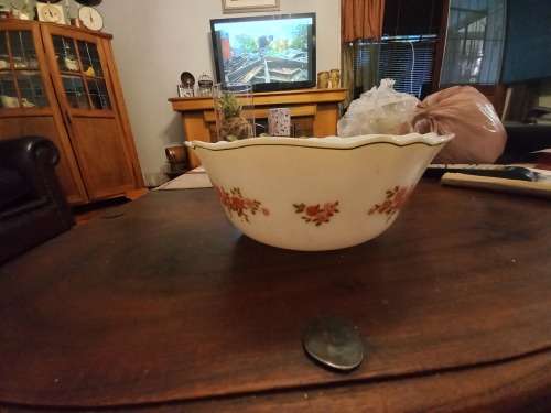 Milk glass salad bowl