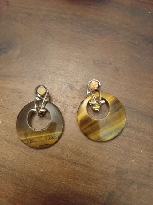 Clip on tiger eye earrings vintage