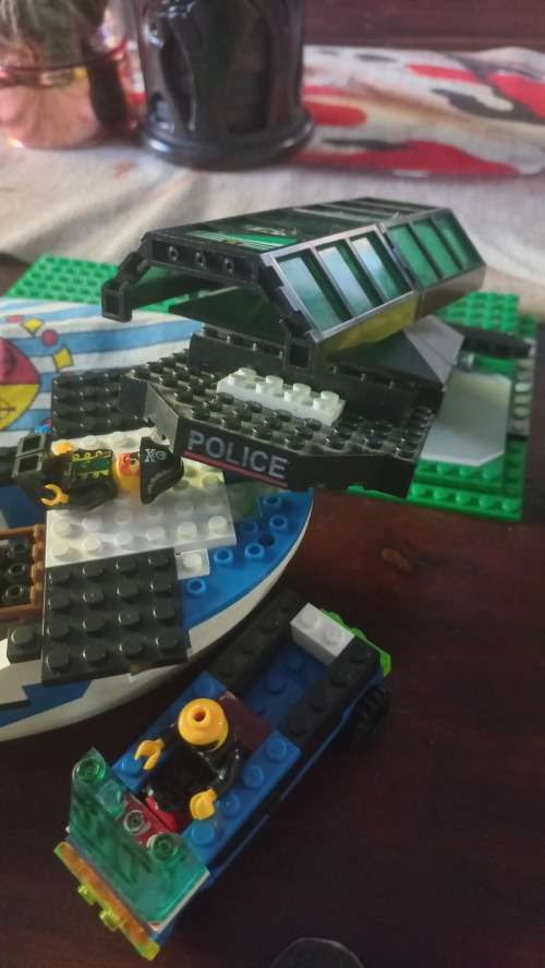 Lego sets boat and police station