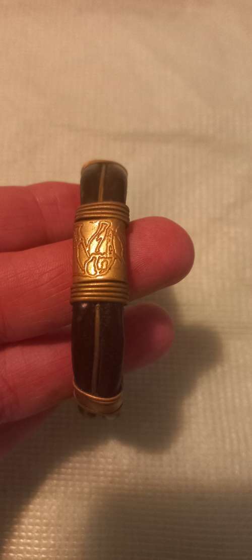 Leather and copper bangle