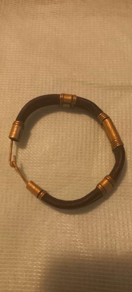 Leather and copper bangle