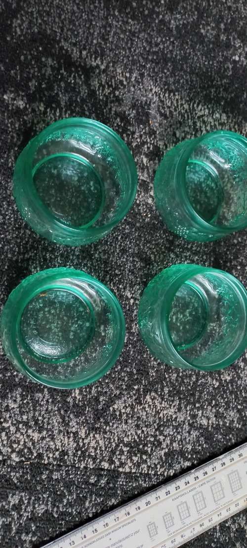 Vintage CISPER Green Pressed Glass bowls x 4