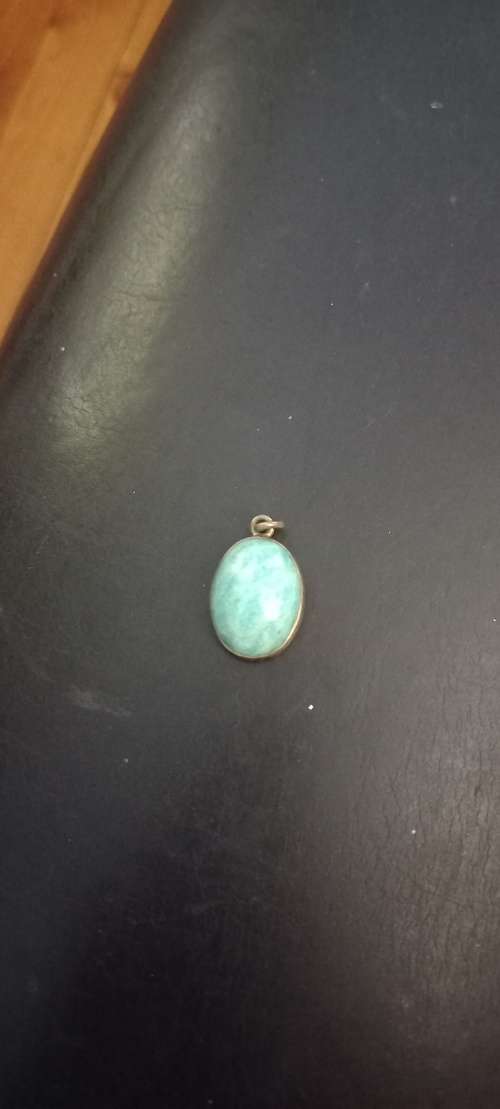 Amazonite in sterling silver pendant vintage