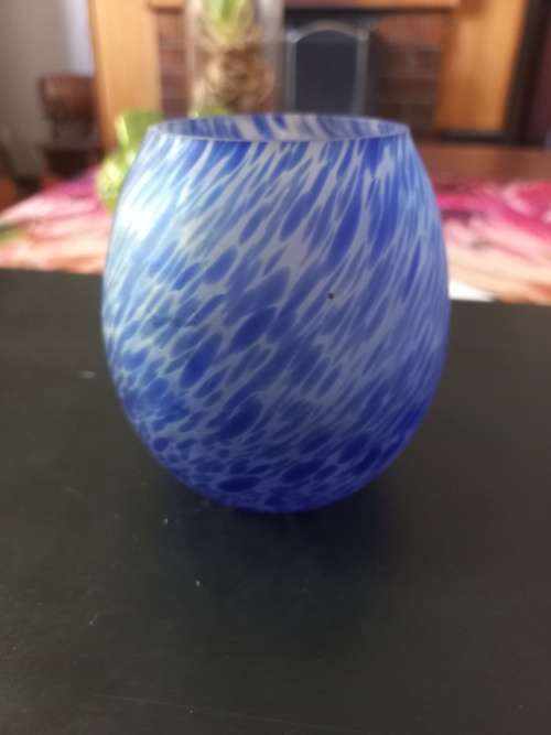 Sergio Talanti Handcrafted Murano Glass Vase blue and white