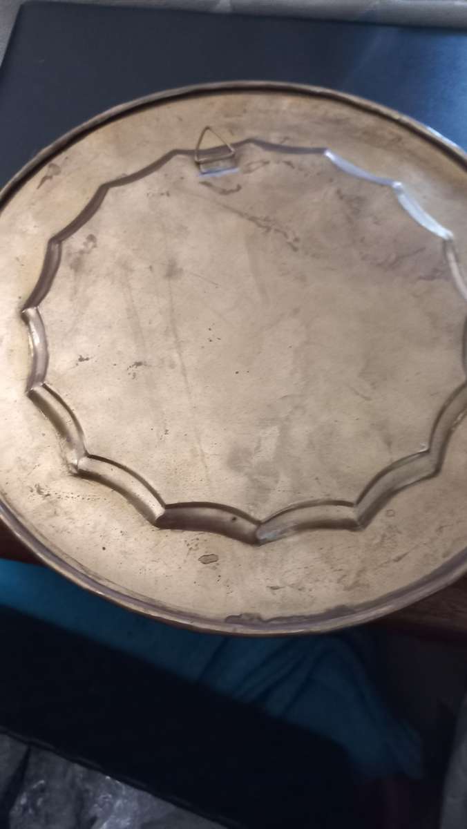 Vintage Enameled Brass Peacock Wall Tray Hand Crafted Art India Beautiful