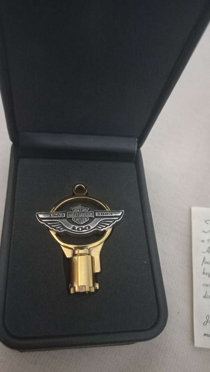 Harley Davidson 100th Anniversary Solid Brass And Sterling Silver Gold Key