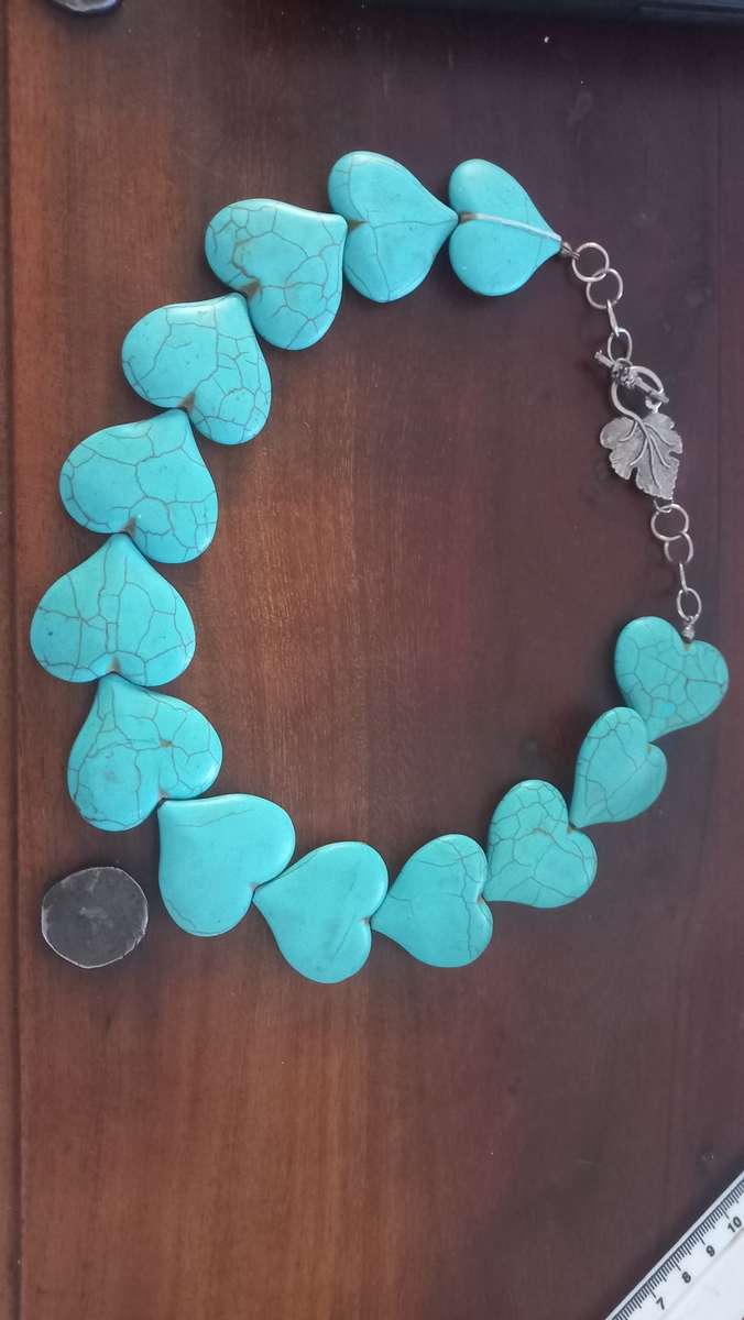 Turquoise stones hart shaped necklace vintage