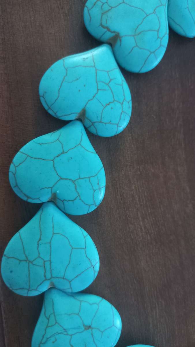 Turquoise stones hart shaped necklace vintage