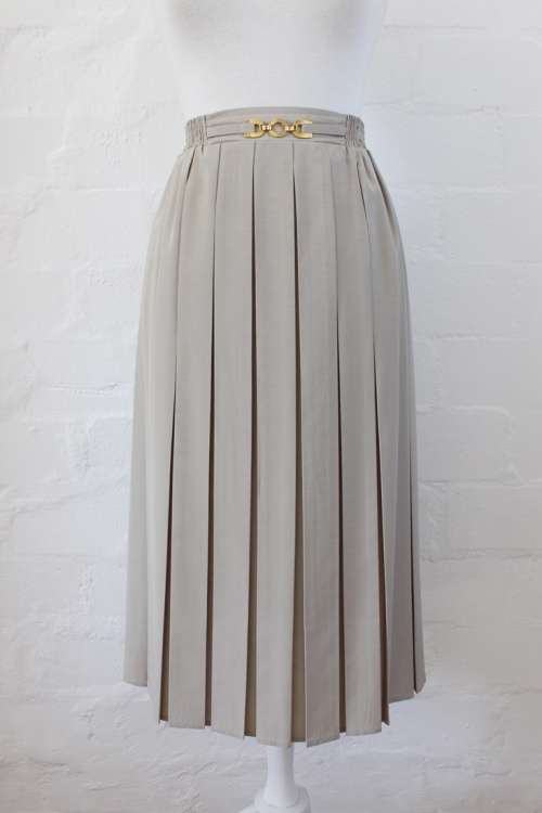 VINTAGE LIGHT GREEN PLEATED HIGH WAIST SKIRT - SIZE 12