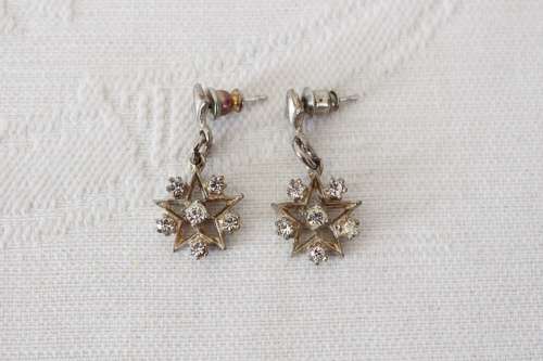 VINTAGE RHINESTONE STAR DROP EARRINGS