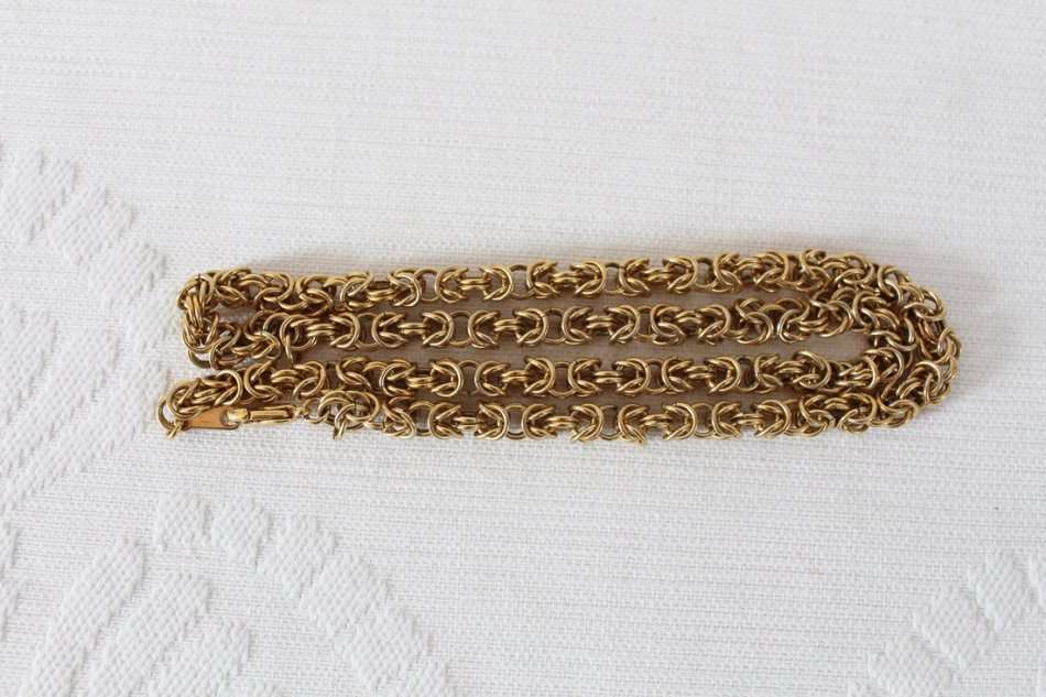 VINTAGE GOLD PLATED WOVEN CHAIN NECKLACE