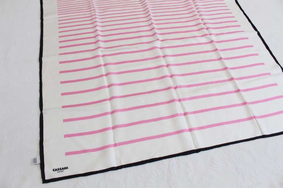 *FLASH SALE - 50% OFF!* *CASSANI SPORT* 100% SILK DESIGNER VINTAGE WHITE STRIPED SCARF