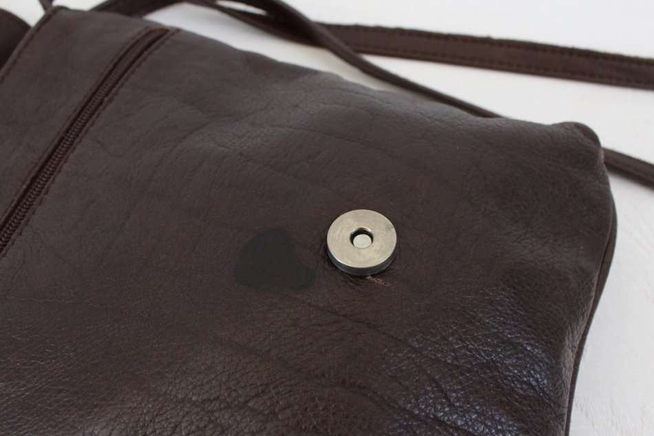 GENUINE LEATHER BROWN SLING CROSSBODY HANDBAG BAG