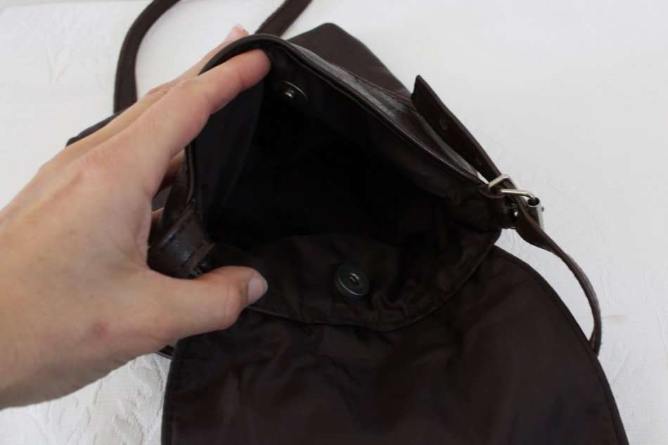 GENUINE LEATHER BROWN SLING CROSSBODY HANDBAG BAG