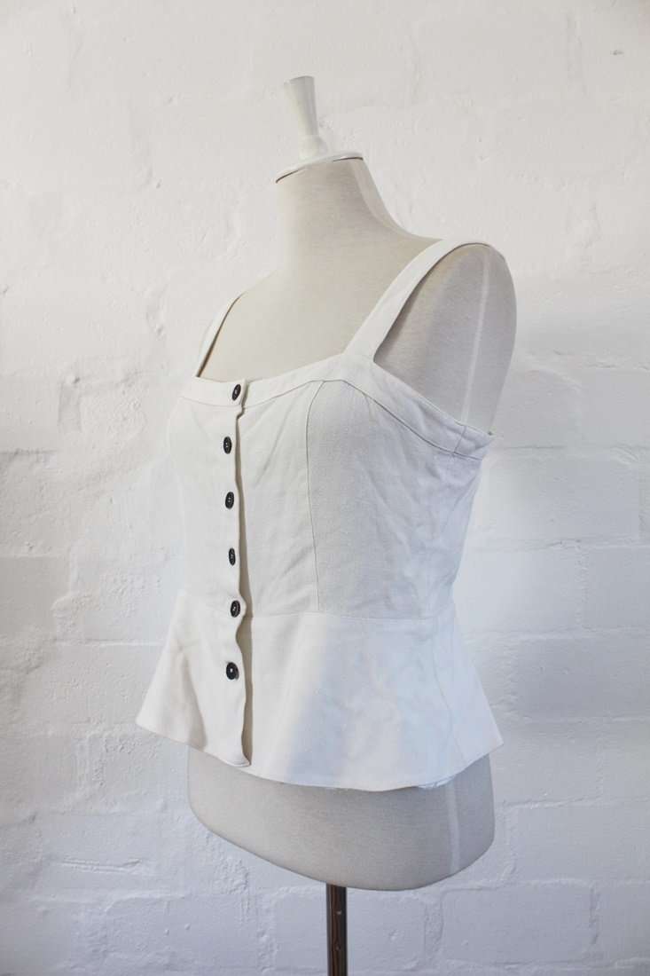 *LOUIS FERAUD* FRENCH DESIGNER VINTAGE WHITE BUTTON DOWN TOP BLOUSE - SIZE 12