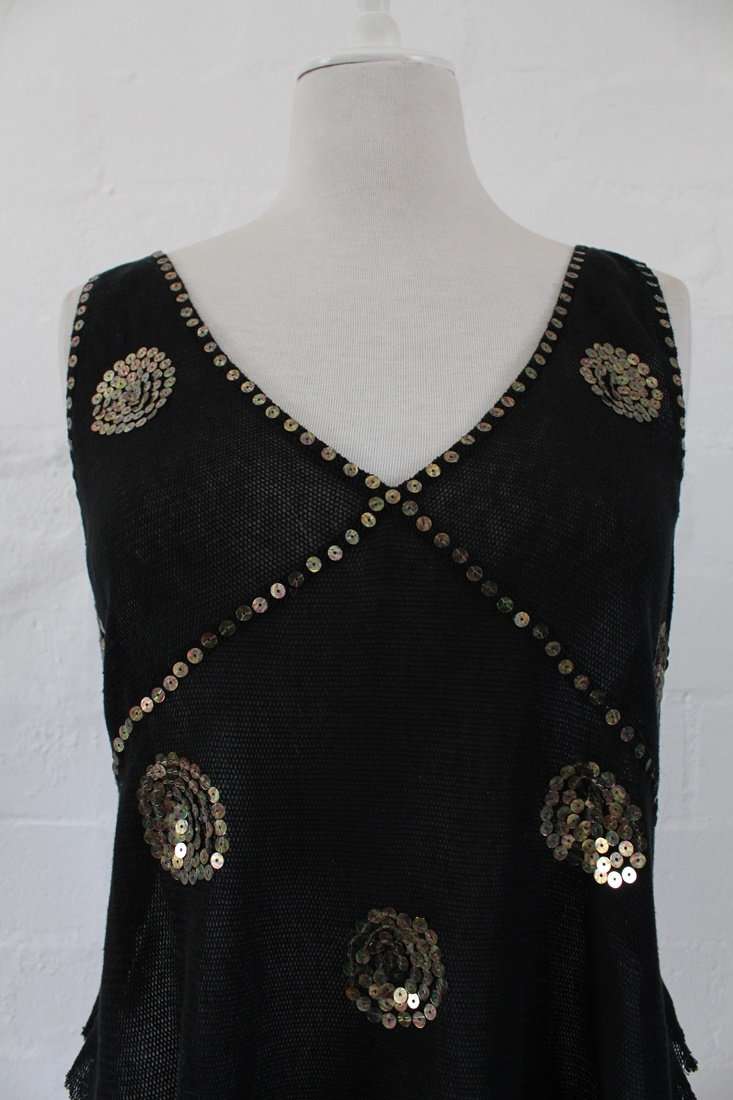 *FLASH SALE - 50% OFF!* *SEE BY CHLOE* DESIGNER BLACK SEQUIN SLEEVELESS JERSEY TOP - SIZE XL