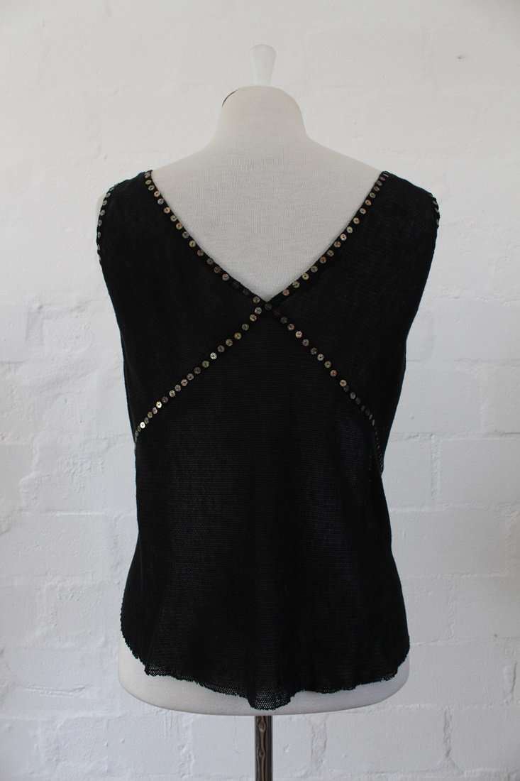 *FLASH SALE - 50% OFF!* *SEE BY CHLOE* DESIGNER BLACK SEQUIN SLEEVELESS JERSEY TOP - SIZE XL