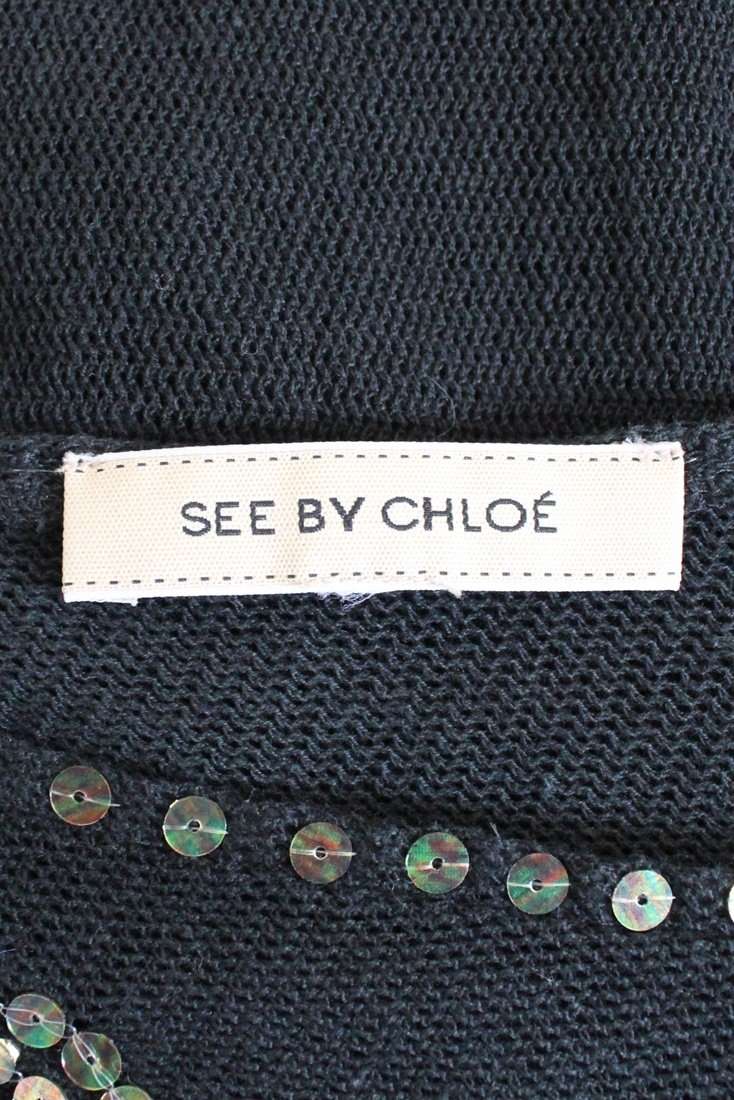 *FLASH SALE - 50% OFF!* *SEE BY CHLOE* DESIGNER BLACK SEQUIN SLEEVELESS JERSEY TOP - SIZE XL