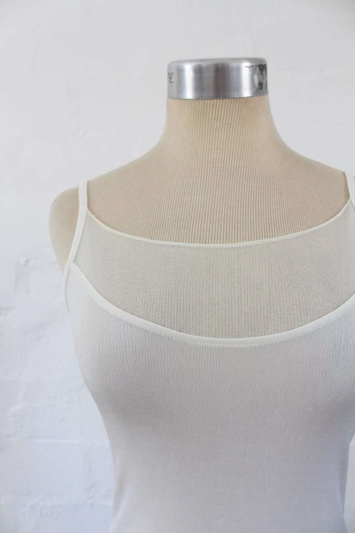 VINTAGE CREAM MESH CHEST BODYSUIT TOP - SIZE S