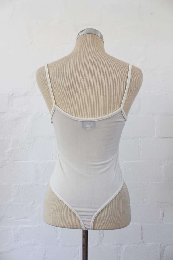 VINTAGE CREAM MESH CHEST BODYSUIT TOP - SIZE S