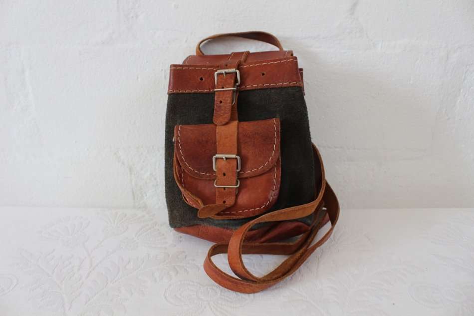 KIDS VINTAGE MINI GENUINE LEATHER SUEDE RUGSACK BACKPACK BAG