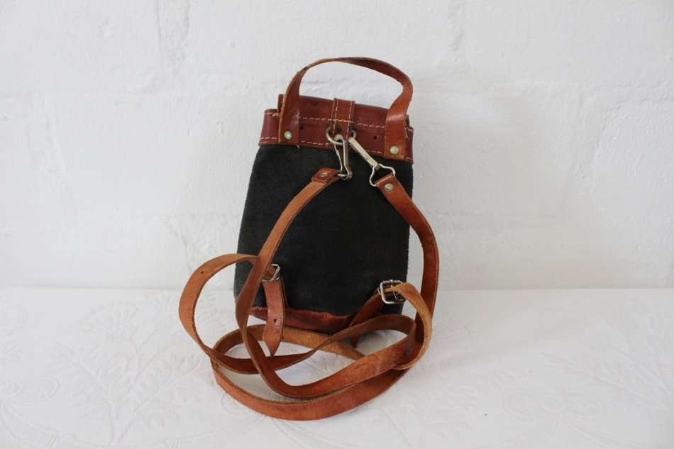 KIDS VINTAGE MINI GENUINE LEATHER SUEDE RUGSACK BACKPACK BAG