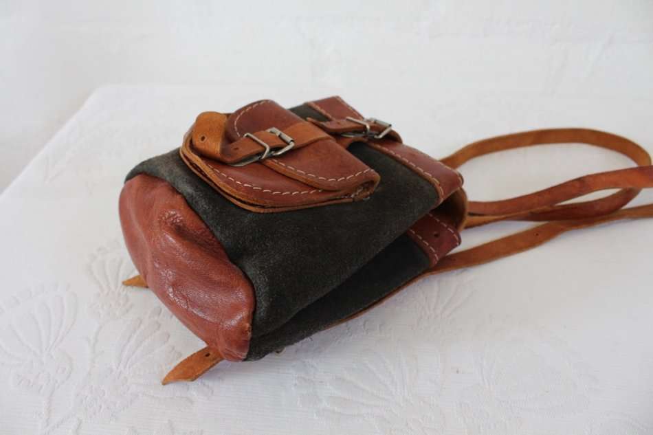 KIDS VINTAGE MINI GENUINE LEATHER SUEDE RUGSACK BACKPACK BAG