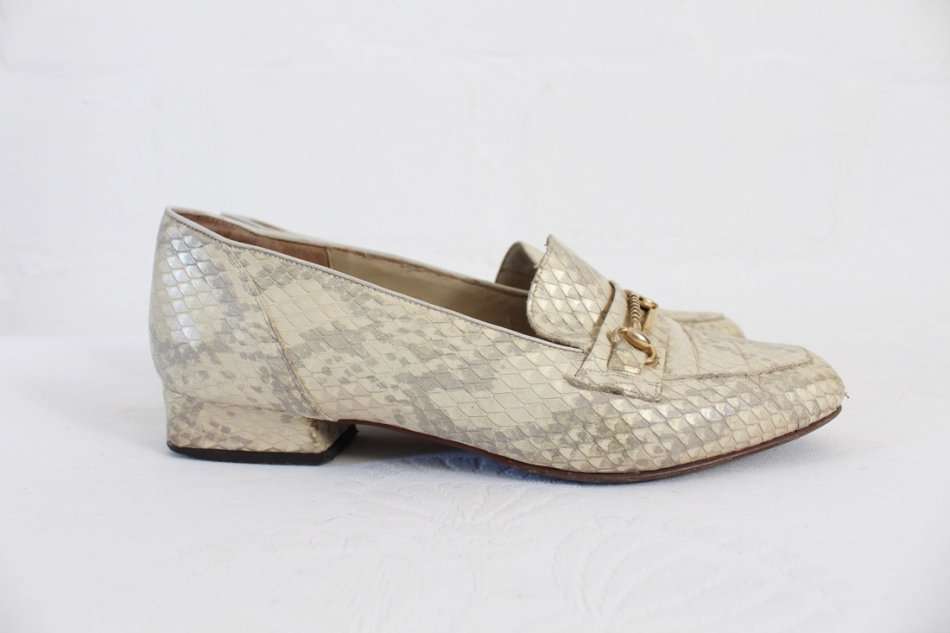 VINTAGE LIBELLE GENUINE LEATHER SNAKE SKIN LOAFERS SHOES - SIZE 3