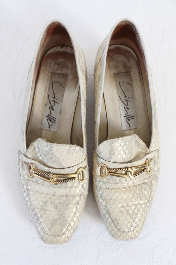 VINTAGE LIBELLE GENUINE LEATHER SNAKE SKIN LOAFERS SHOES - SIZE 3