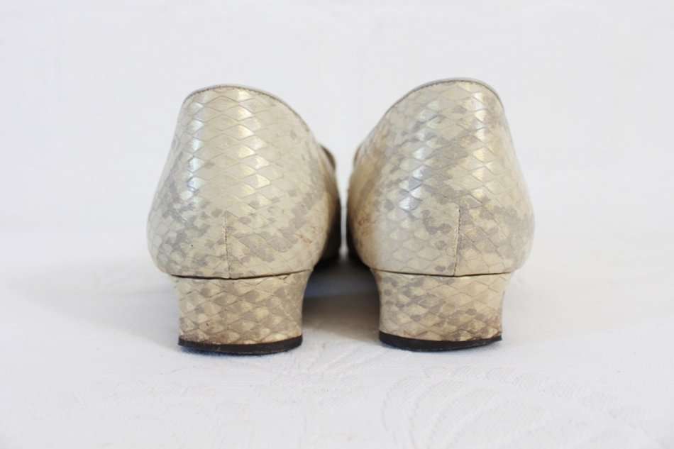 VINTAGE LIBELLE GENUINE LEATHER SNAKE SKIN LOAFERS SHOES - SIZE 3