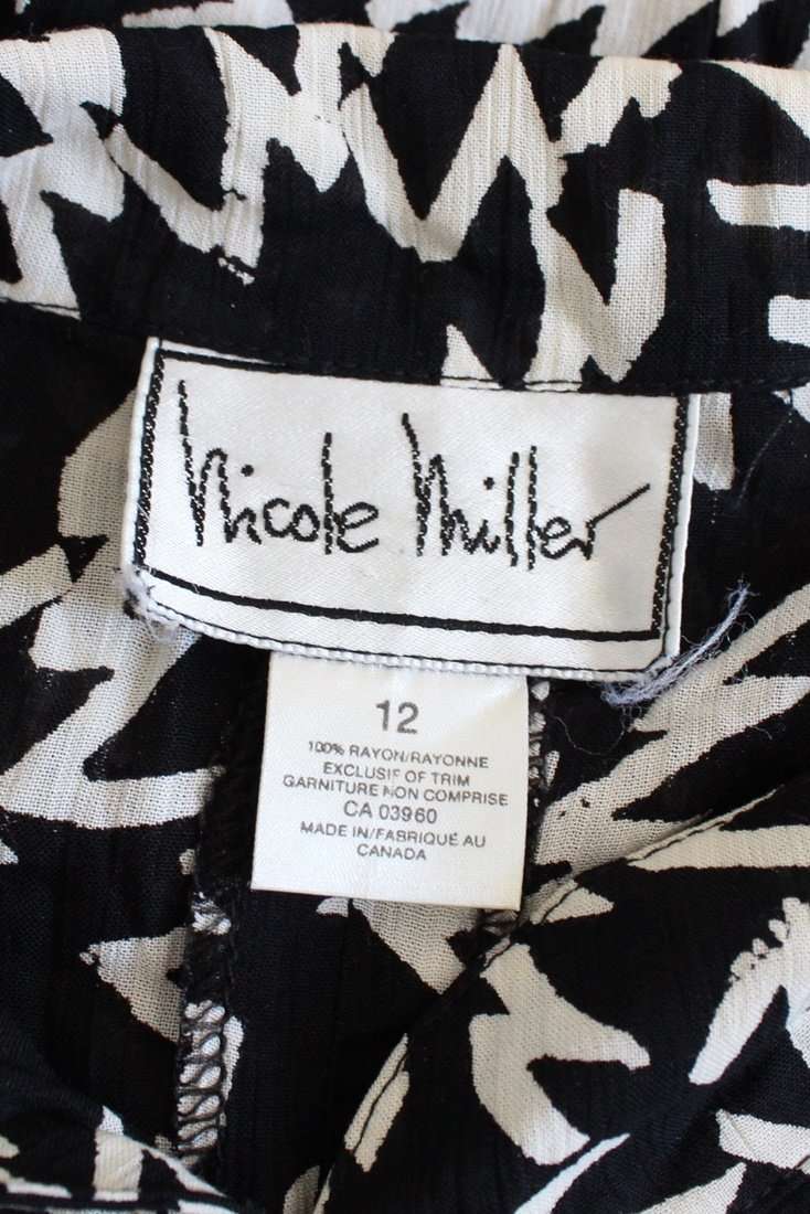 *FLASH SALE - 50% OFF!* *NICOLE MILLER* DESIGNER VINTAGE BLACK WHITE PRINTED DRESS - SIZE 10