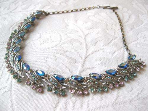VINTAGE "LYNCH" CRYSTAL DIAMANTE RHINESTONE SILVER PLATED COSTUME NECKLACE