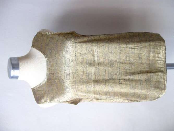 VINTAGE SUPER FINE THAI SILK QUALITY WEAVE GOLD TOP BLOUSE - SIZE L