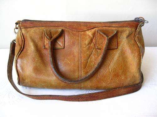 VINTAGE KAIROS TAN GENUINE LEATHER BROWN TOTE SLING BAG HANDBAG